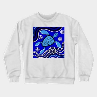 Aboriginal Art - Turtle Blue 2 Crewneck Sweatshirt